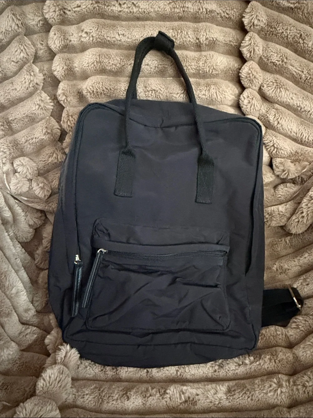 Madden Girl Black Nylon Backpack with Front Zip Pocket
